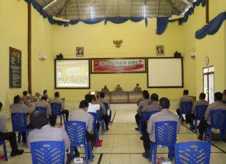 Rorena Polda Lampung mensosialisasikan DIPA Polres Tulang Bawang TA 2021 di Gedung Serba Guna Wira Satya