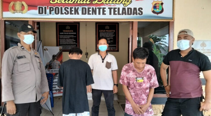 Dua orang pemuda berinisial ID (22) dan IN (16), yang diringkus Polsek Dente Teladas